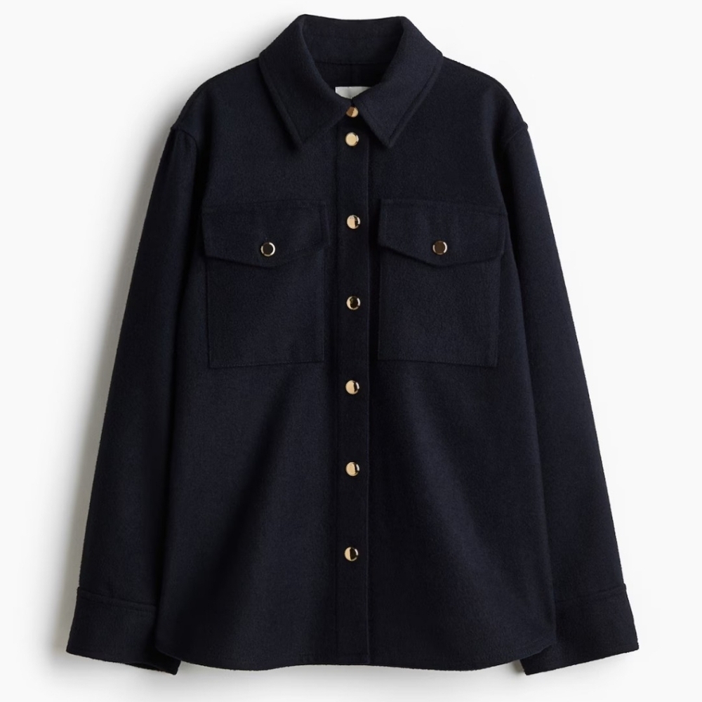 NWT Women's Oversized Shirt Jacket Navy Blue Size S